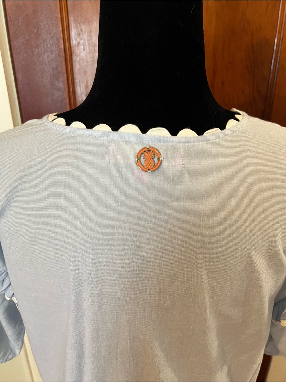 Simply Southern Light Blue Tiered Dress Small Scallop Trim Cottagecore - Picture 9 of 10